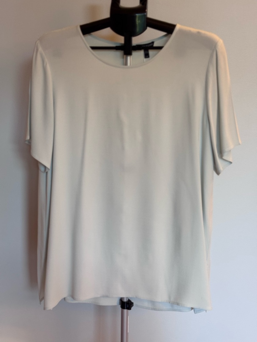 Eileen Fisher Silk Rain (Pale Blue) Short-Sleeve Round-Neck Blouse - Size L